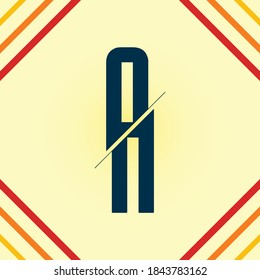 letter of the alphabet A, slice effect with cutting lines
