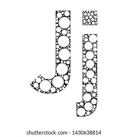 The letter of the alphabet in black and white circles. Vector font illustration.