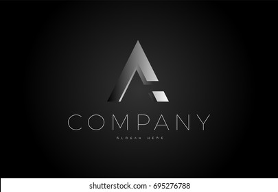  A letter alphabet black white grey silver logo vector creative company icon design 3d template modern background