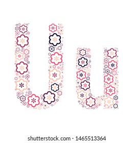 Letter of the alphabet of colored flowers positive fun mozaykoy. Vector font illustration.