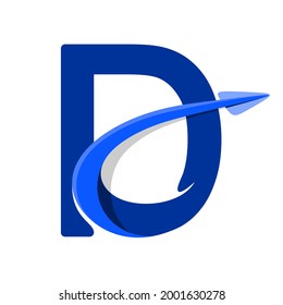 letter alphabet d logo arrow paper plane 