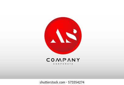 AS letter alphabet dot circle red simple flat technology modern creative vector logo icon sign design template 