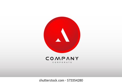 A letter alphabet dot circle red simple flat technology modern creative vector logo icon sign design template 