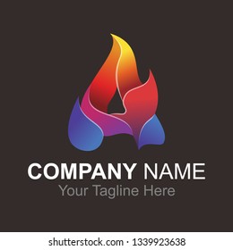 letter alphabet a fire logo