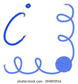 Letter I - Alphabet, font vector - yarn, rope, cable - For handmade products.