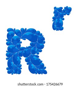 Letter from the alphabet in the form of blue drops