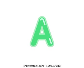 A letter alphabet green candy jelly glossy vector isolated on white background 