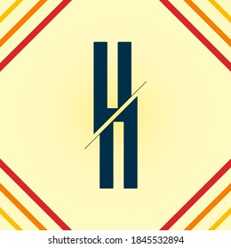 Letter Of The Alphabet H, Slice Effect With Cutting Lines