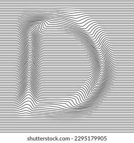 letter alphabet illusion with lines waves