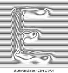 letter alphabet illusion with lines waves