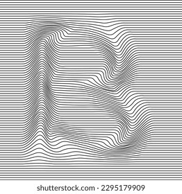 letter alphabet illusion with lines waves