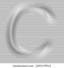 letter alphabet illusion with lines waves