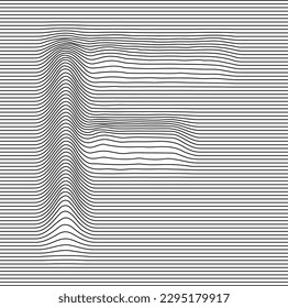 letter alphabet illusion with lines waves