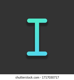 Letter I of alphabet, isolated outline symbol. Colorful logo concept with soft shadow on dark background. Icon color of azure ocean