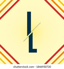 letter of the alphabet L, slice effect with cutting lines