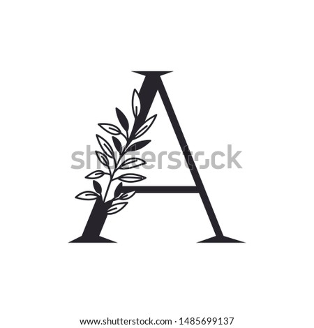letter A of the alphabet with leaves