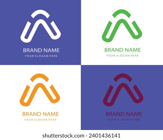 Letter A alphabet logo design vector. with multiple color backgrounds.