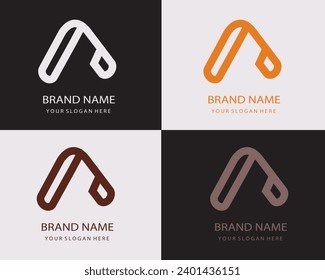Letter A alphabet logo design vector. with multiple color backgrounds.