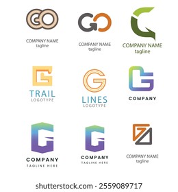 Letter alphabet logo G design Corporate business brand company abstract logo design collection