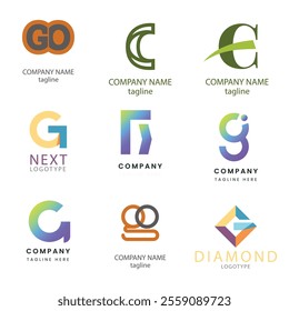 Letter alphabet logo G design Corporate business brand company abstract logo design collection