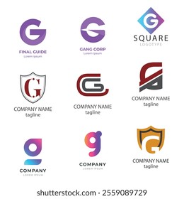 Letter alphabet logo G design Corporate business brand company abstract logo design collection