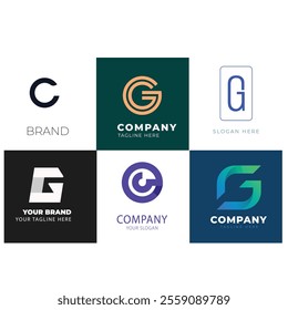 Letter alphabet logo G design Corporate business brand company abstract logo design collection