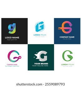 Letter alphabet logo G design Corporate business brand company abstract logo design collection