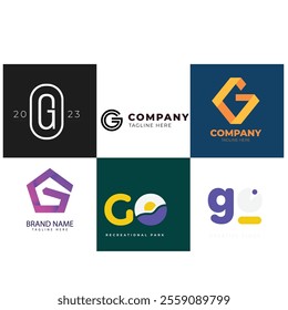 Letter alphabet logo G design Corporate business brand company abstract logo design collection