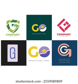 Letter alphabet logo G design Corporate business brand company abstract logo design collection