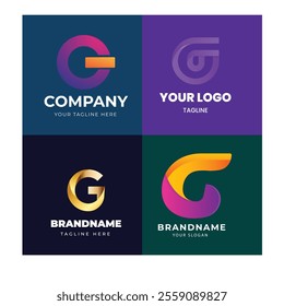 Letter alphabet logo G design Corporate business brand company abstract logo design collection