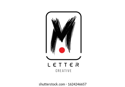 letter alphabet M grunge grungy brush design for logo company icon. Hand drawn logotype suitable for a business