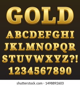 Letter Alphabet With Numbers Gold Glossy Style Design