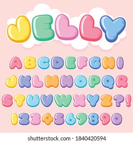 Letra alfabeto con números Jelly dulce estilo de caricatura