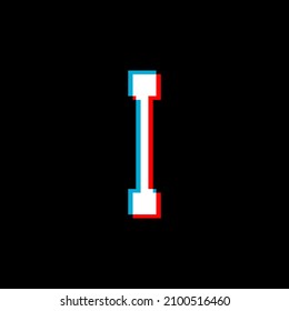 letter I of the alphabet on a black background. three dimension effect fonts. Blue red sign.