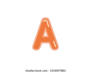 A letter alphabet orange candy jelly glossy vector isolated on white background 