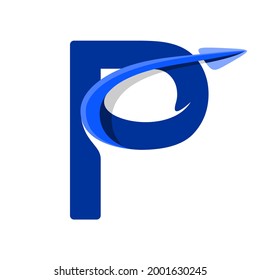 letter alphabet p logo arrow paper plane 