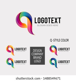 letter alphabet Q colorful glowing with logo elements vector design