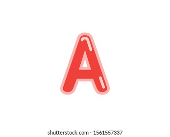 A letter alphabet red candy jelly glossy vector isolated on white background 