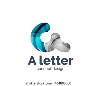 A letter alphabet round style logo business branding icon, created with color overlapping elements. Glossy abstract geometric style, single logotype