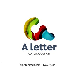 A letter alphabet round style logo business branding icon, created with color overlapping elements. Glossy abstract geometric style, single logotype