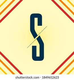 Letter Of The Alphabet S, Slice Effect With Cutting Lines