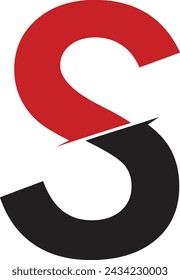 letter of the alphabet S, slice effect with cutting lines