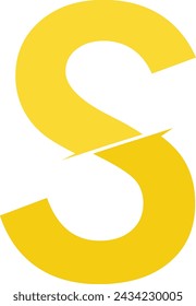letter of the alphabet S, slice effect with cutting lines