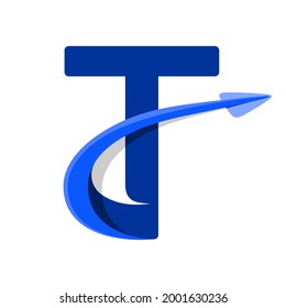 letter alphabet t logo arrow paper plane 