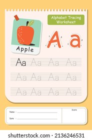 Letter A Alphabet Tracing Worksheet for kids