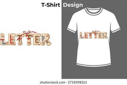 Letter alphabet typography t-shirt vector illustration, creative text design with building blocks for education, school, and learning concepts.