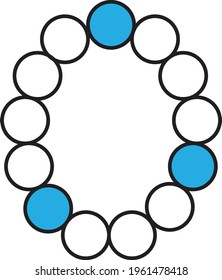 letra o alfabeto con círculo blanco y azul