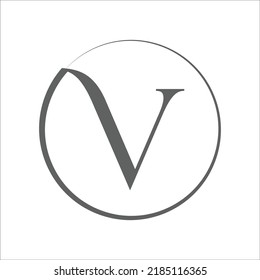 Letter Alphabet V circle logo