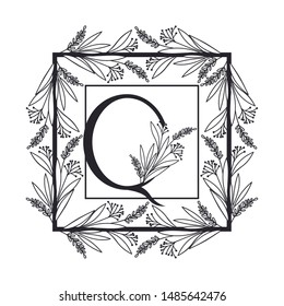 letter of the alphabet with vintage style frame