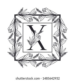 letter of the alphabet with vintage style frame